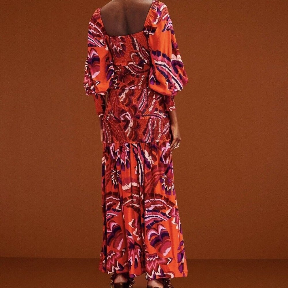 FARM Rio Orange Red Pink Printed Maxi Dress - Picture 3 of 16